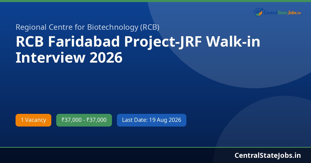 RCB Faridabad Project-JRF Walk-in Interview 2026