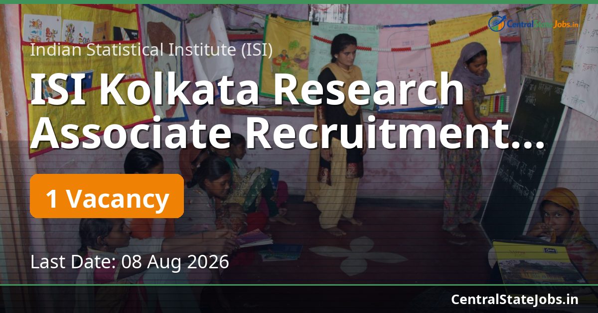ISI Kolkata Research Associate Recruitment 2026