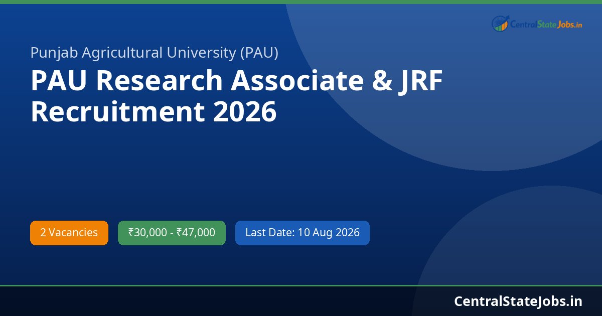 PAU Research Associate & JRF Recruitment 2026