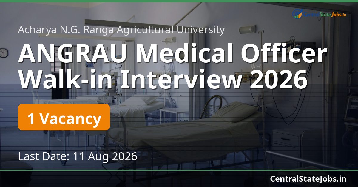 ANGRAU Medical Officer Walk-in Interview 2026