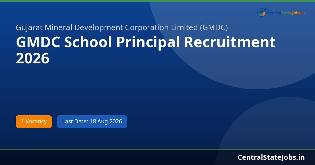 GMDC School Principal Recruitment 2026