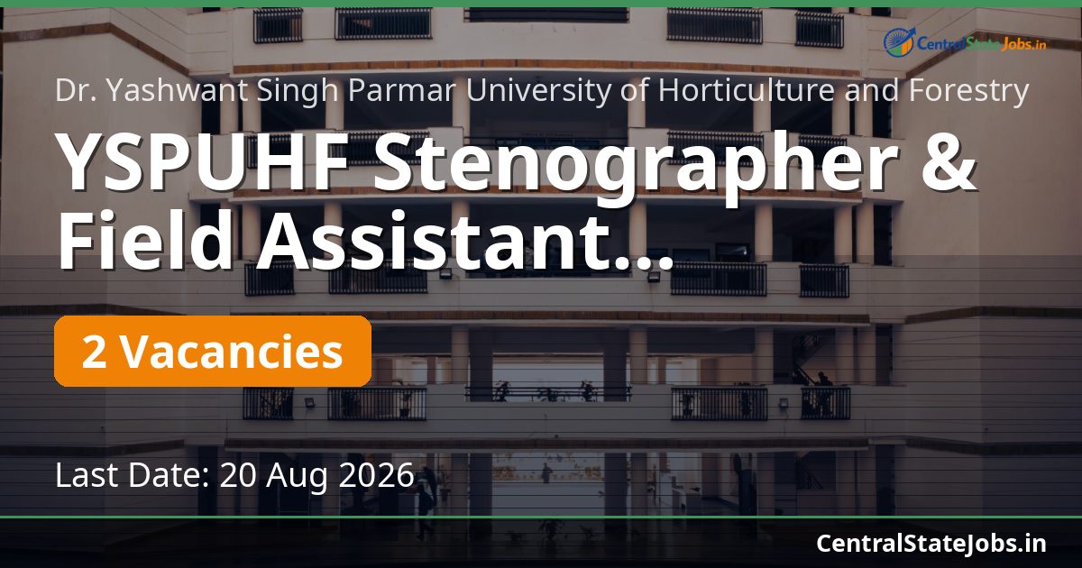 YSPUHF Stenographer & Field Assistant Recruitment 2026