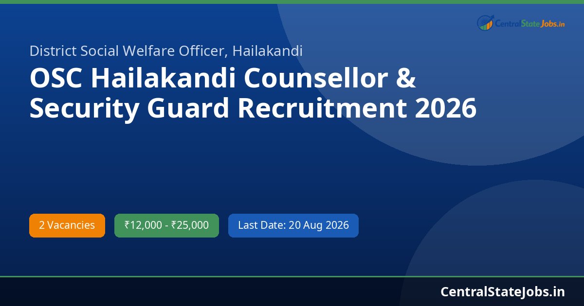 OSC Hailakandi Counsellor & Security Guard Recruitment 2026