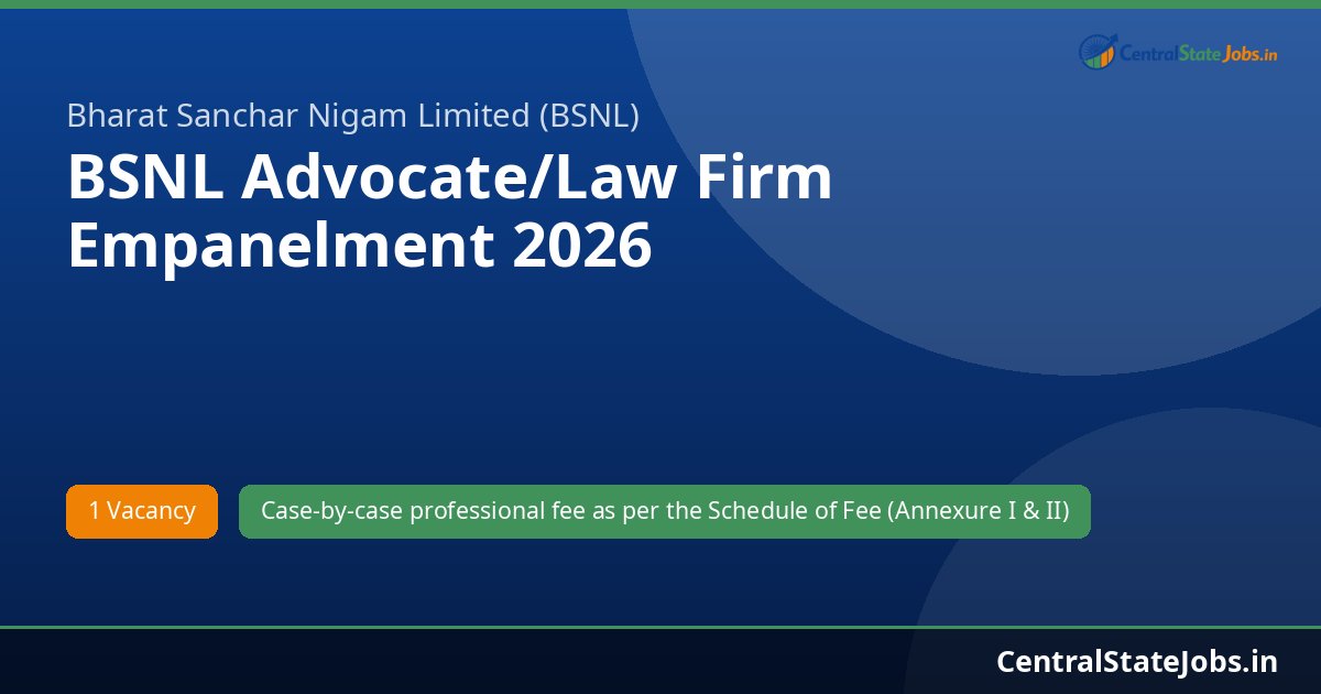 BSNL Advocate/Law Firm Empanelment 2026