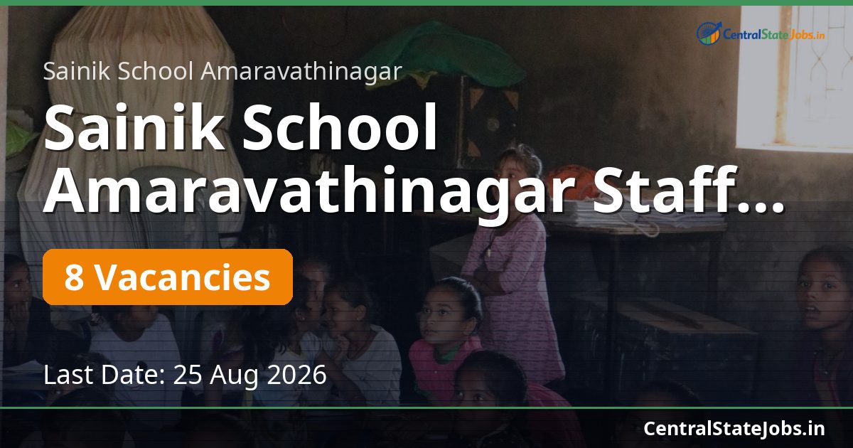 Sainik School Amaravathinagar Staff Recruitment 2026