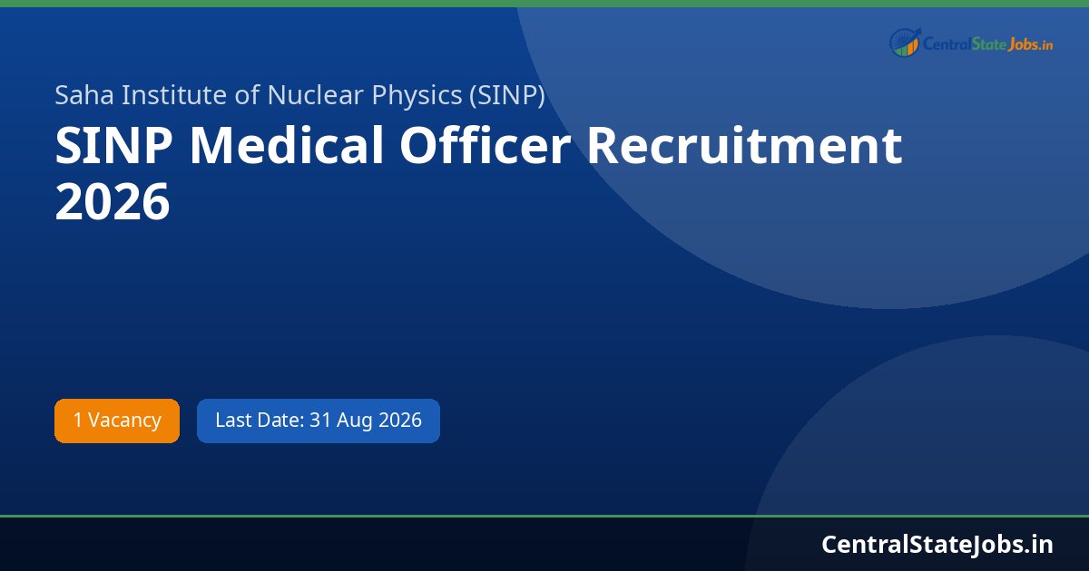SINP Medical Officer Recruitment 2026