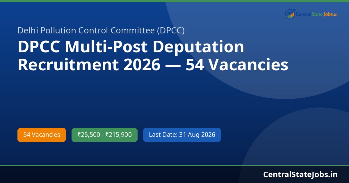 DPCC Multi-Post Deputation Recruitment 2026 — 54 Vacancies
