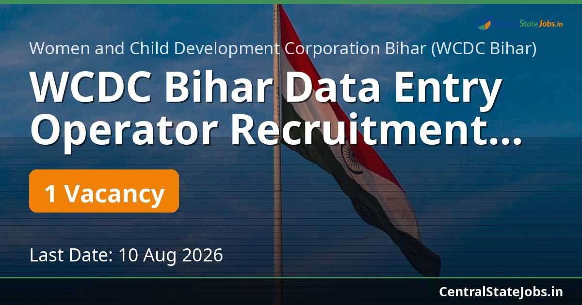 WCDC Bihar Data Entry Operator Recruitment 2026