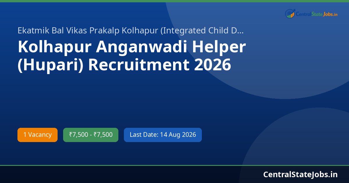 Kolhapur Anganwadi Helper (Hupari) Recruitment 2026