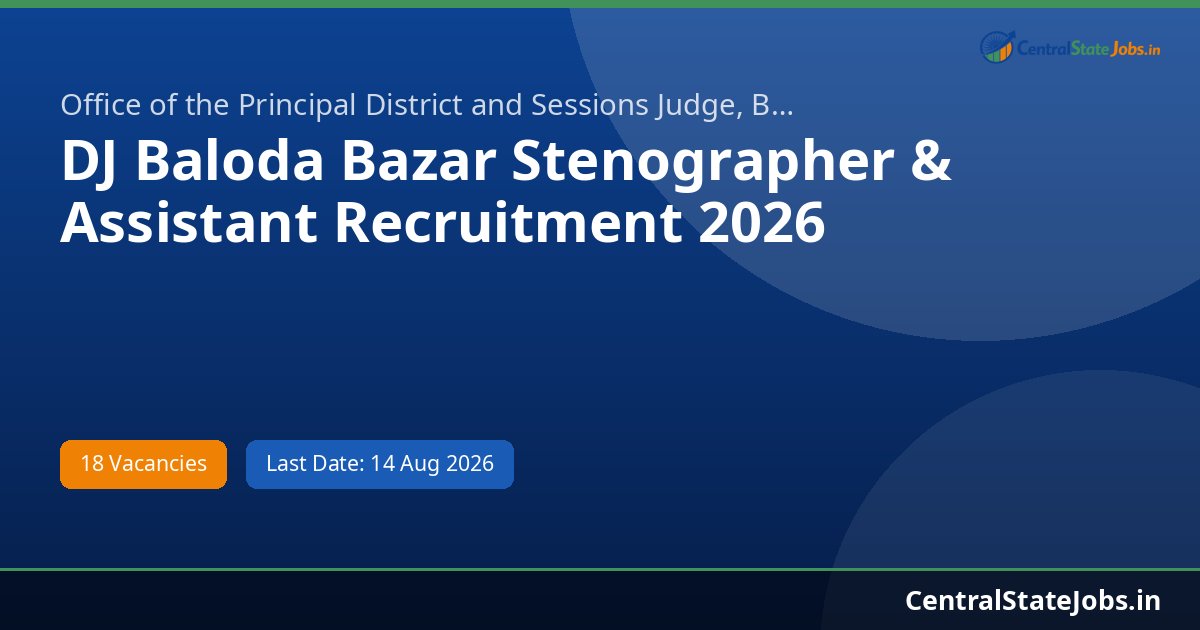 DJ Baloda Bazar Stenographer & Assistant Recruitment 2026