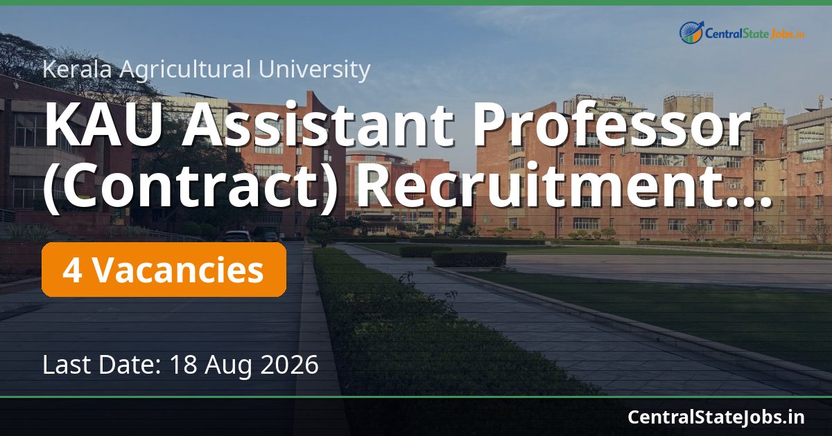KAU Assistant Professor (Contract) Recruitment 2026