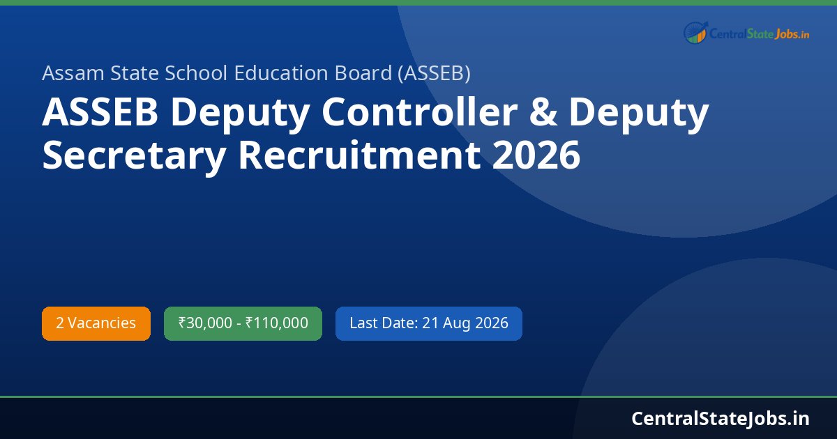 ASSEB Deputy Controller & Deputy Secretary Recruitment 2026