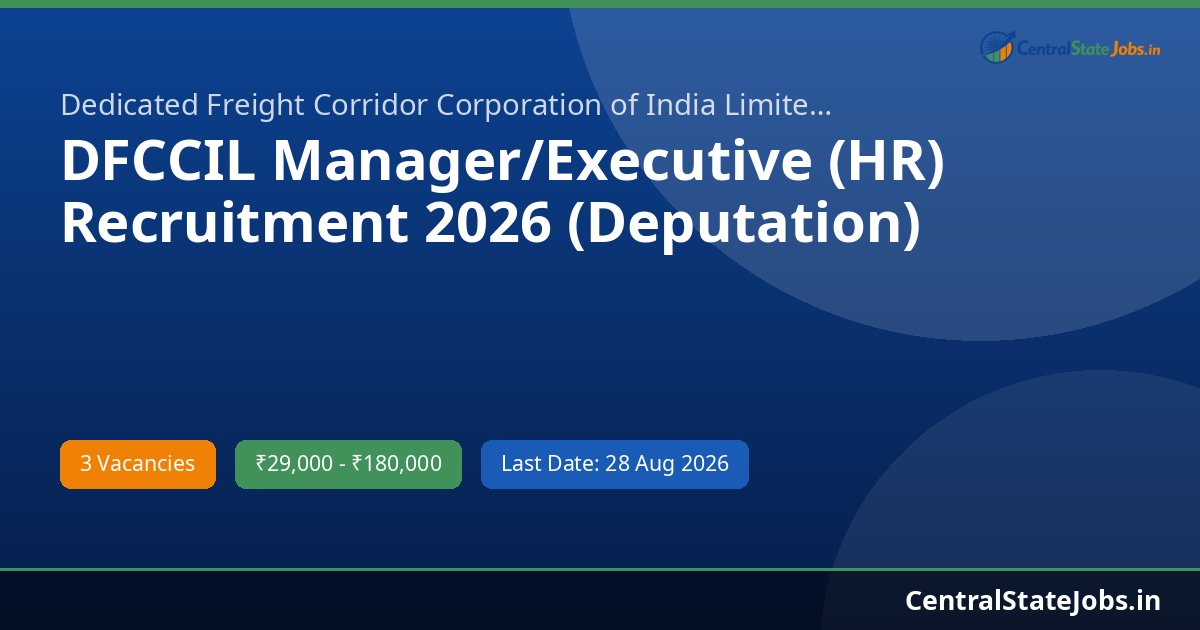 DFCCIL Manager/Executive (HR) Recruitment 2026 (Deputation)