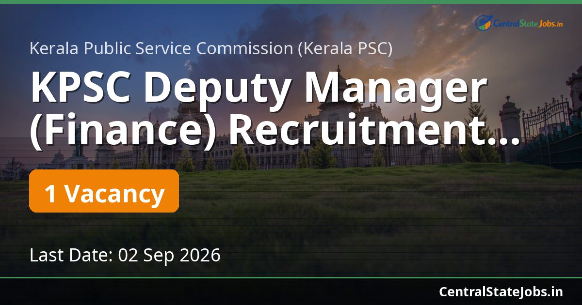 KPSC Deputy Manager (Finance) Recruitment 2026
