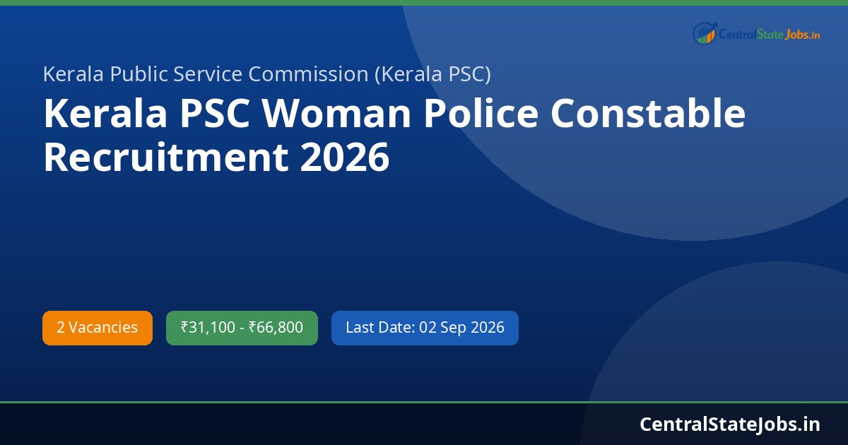Kerala PSC Woman Police Constable Recruitment 2026