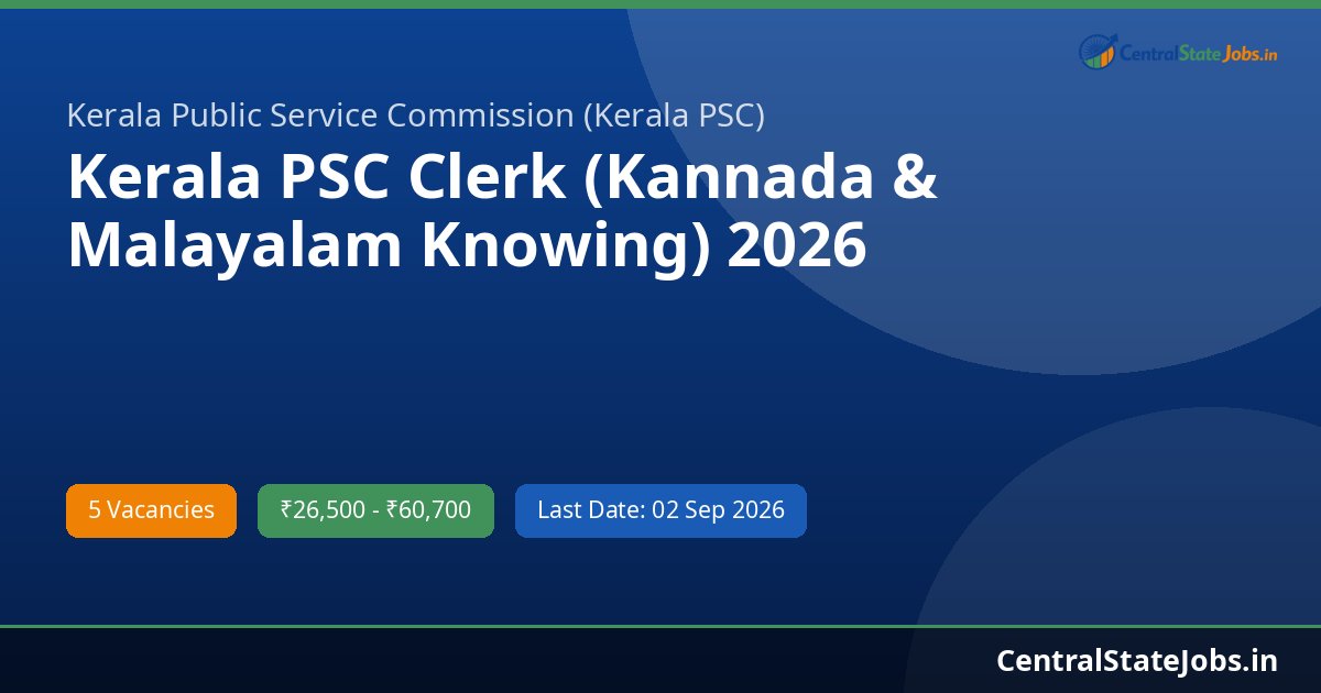 Kerala PSC Clerk (Kannada & Malayalam Knowing) 2026