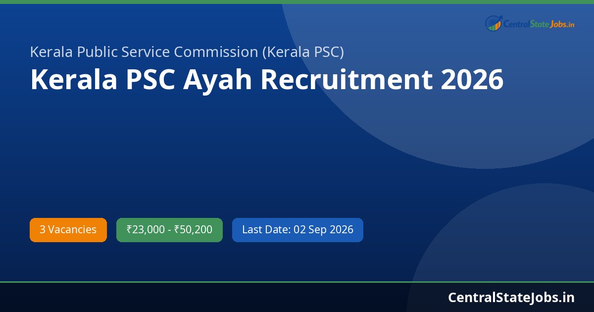 Kerala PSC Ayah Recruitment 2026