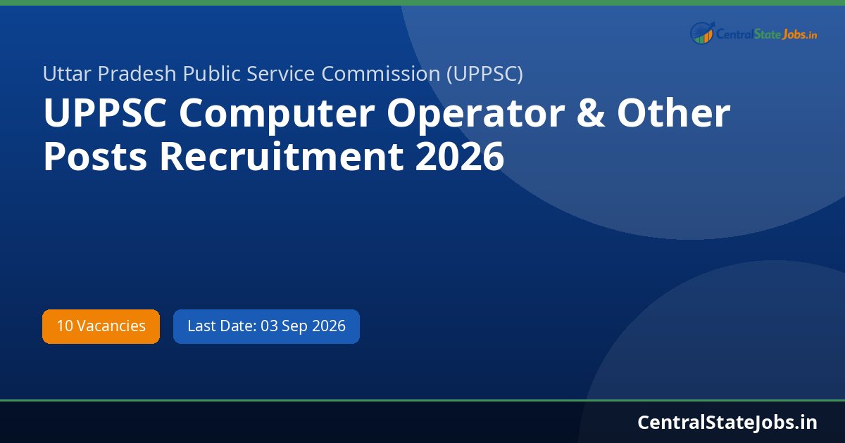 UPPSC Computer Operator & Other Posts Recruitment 2026