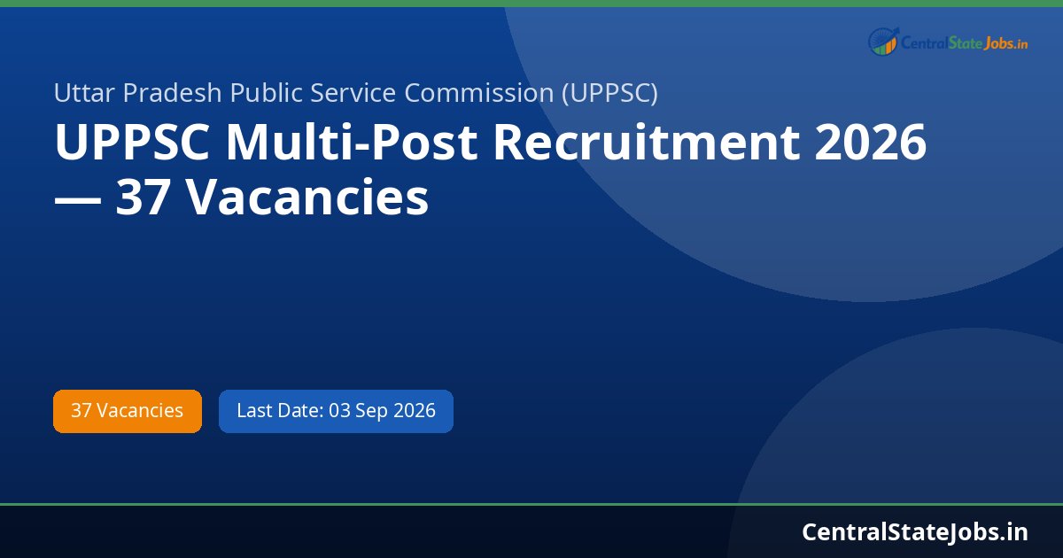 UPPSC Multi-Post Recruitment 2026 — 37 Vacancies