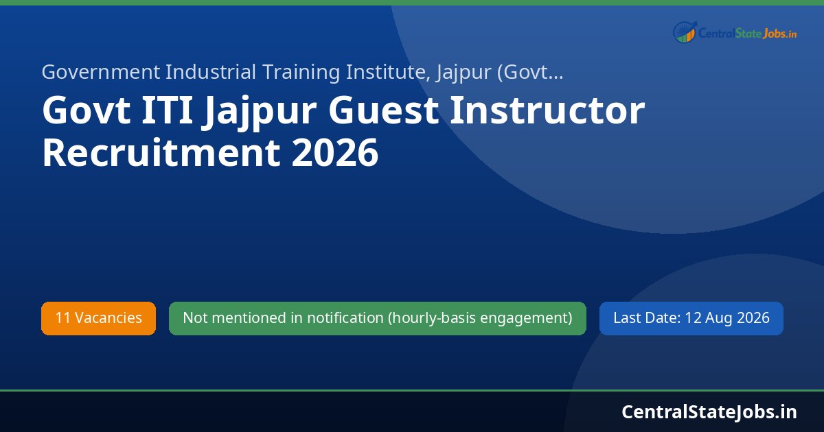 Govt ITI Jajpur Guest Instructor Recruitment 2026