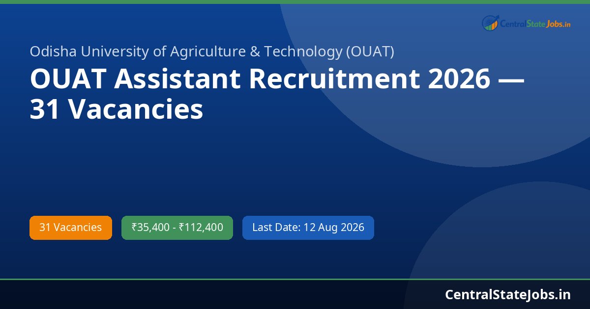 OUAT Assistant Recruitment 2026 — 31 Vacancies