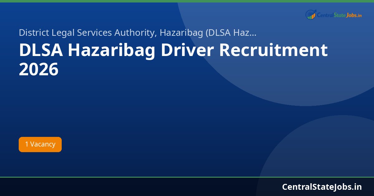 DLSA Hazaribag Driver Recruitment 2026