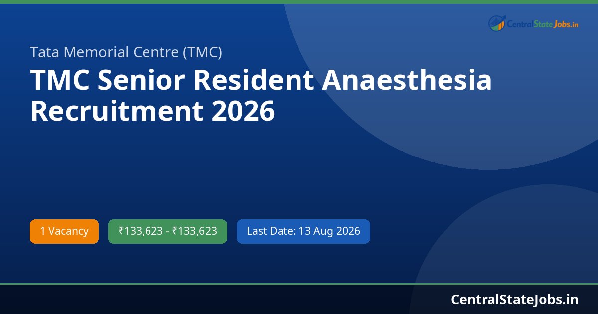 TMC Senior Resident Anaesthesia Recruitment 2026