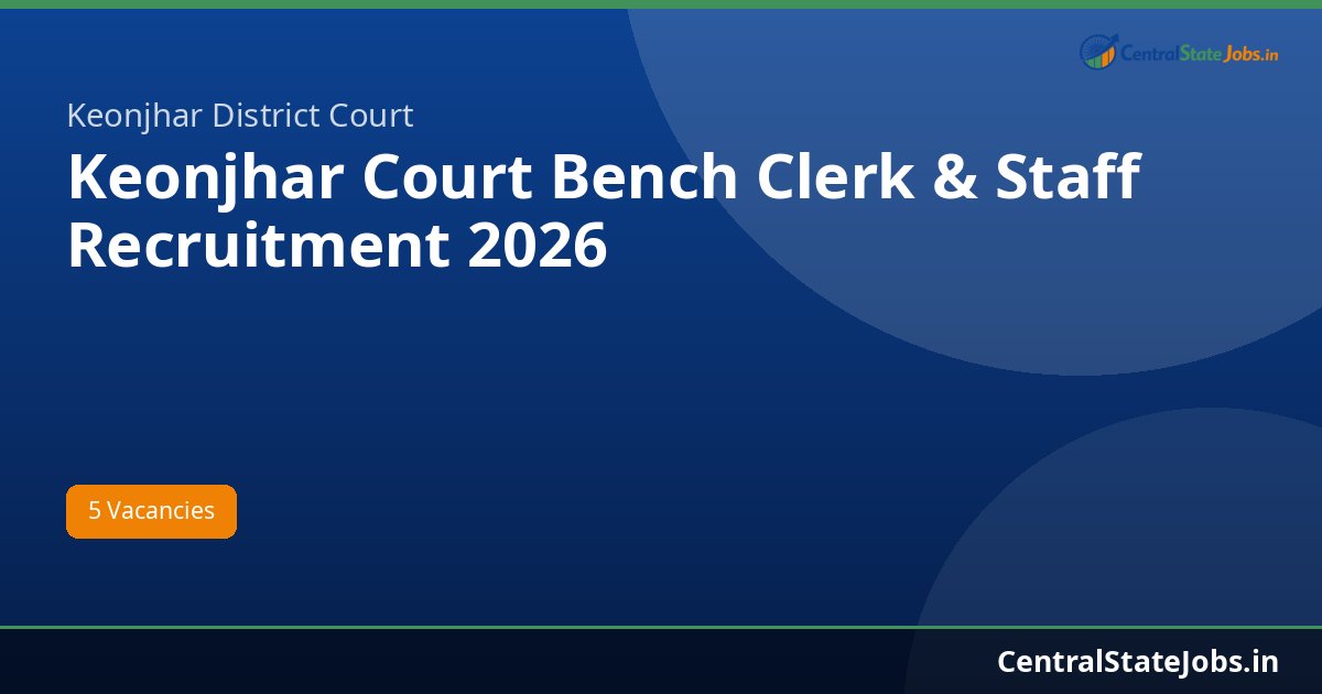 Keonjhar Court Bench Clerk & Staff Recruitment 2026