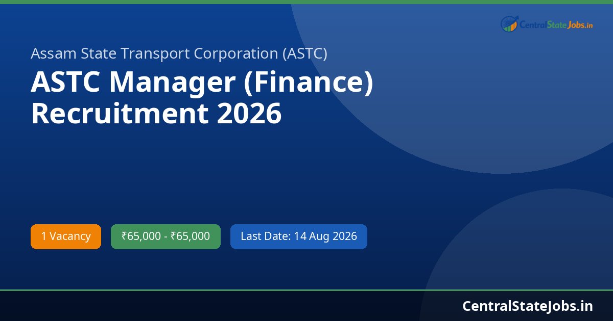 ASTC Manager (Finance) Recruitment 2026