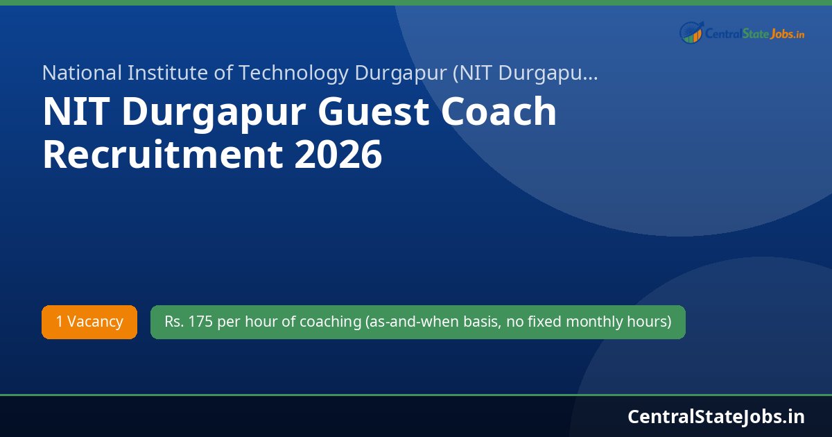 NIT Durgapur Guest Coach Recruitment 2026