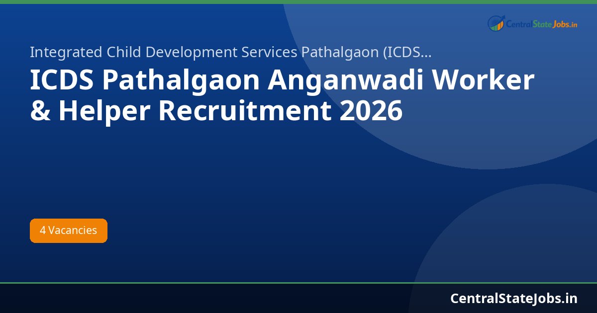 ICDS Pathalgaon Anganwadi Worker & Helper Recruitment 2026