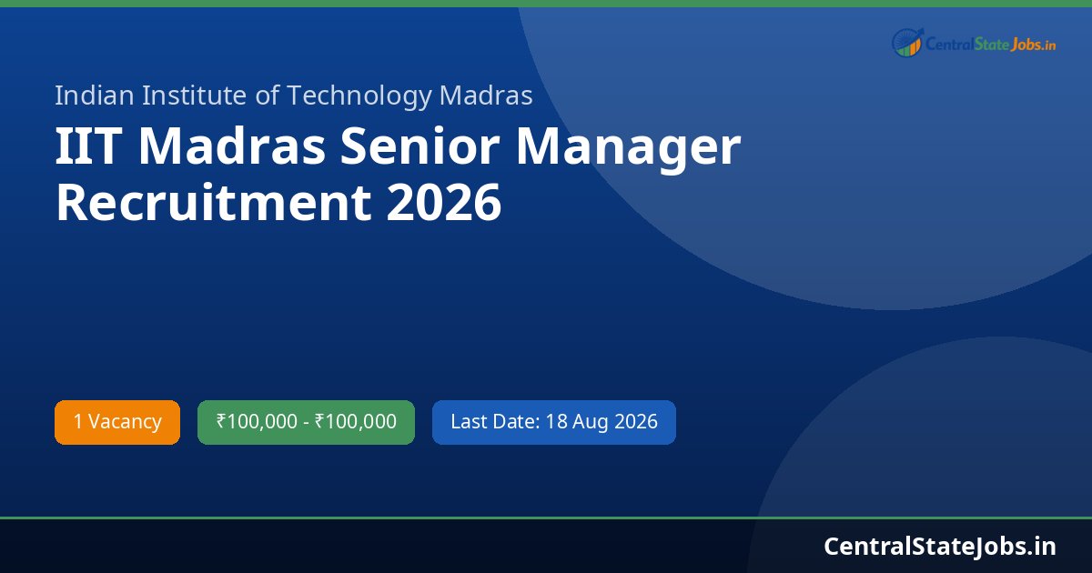 IIT Madras Senior Manager Recruitment 2026