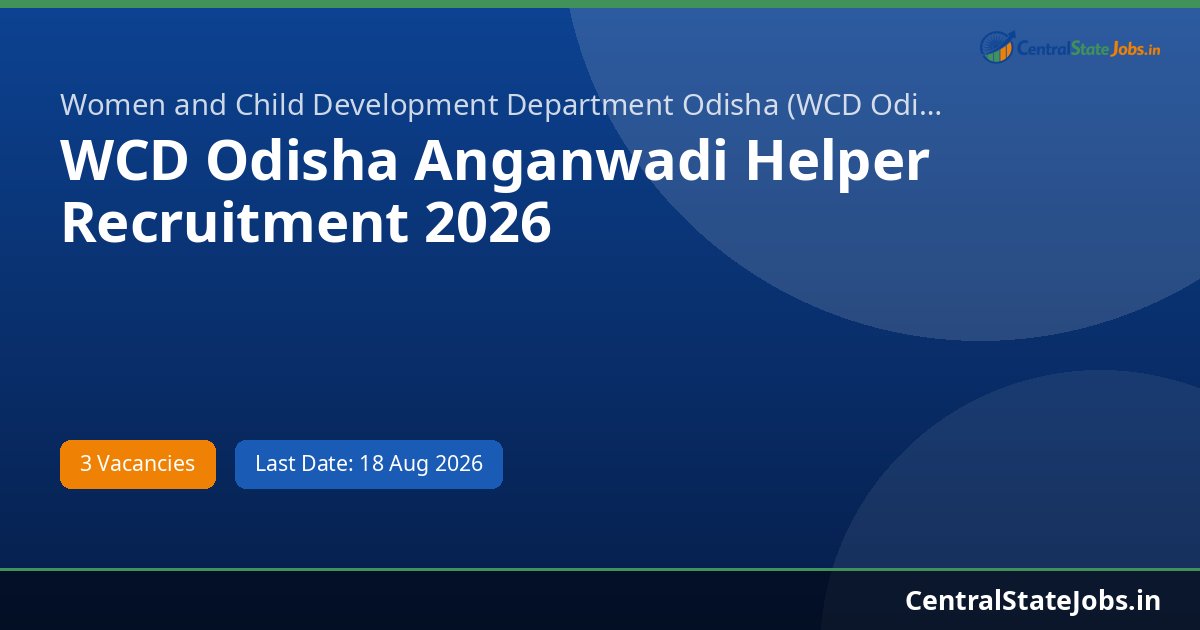 WCD Odisha Anganwadi Helper Recruitment 2026