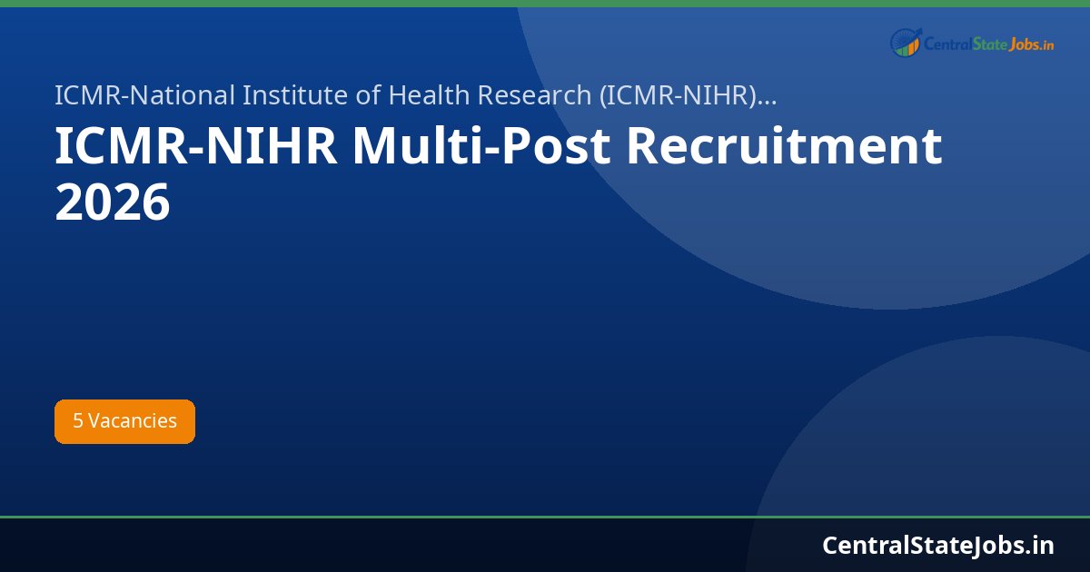 ICMR-NIHR Multi-Post Recruitment 2026