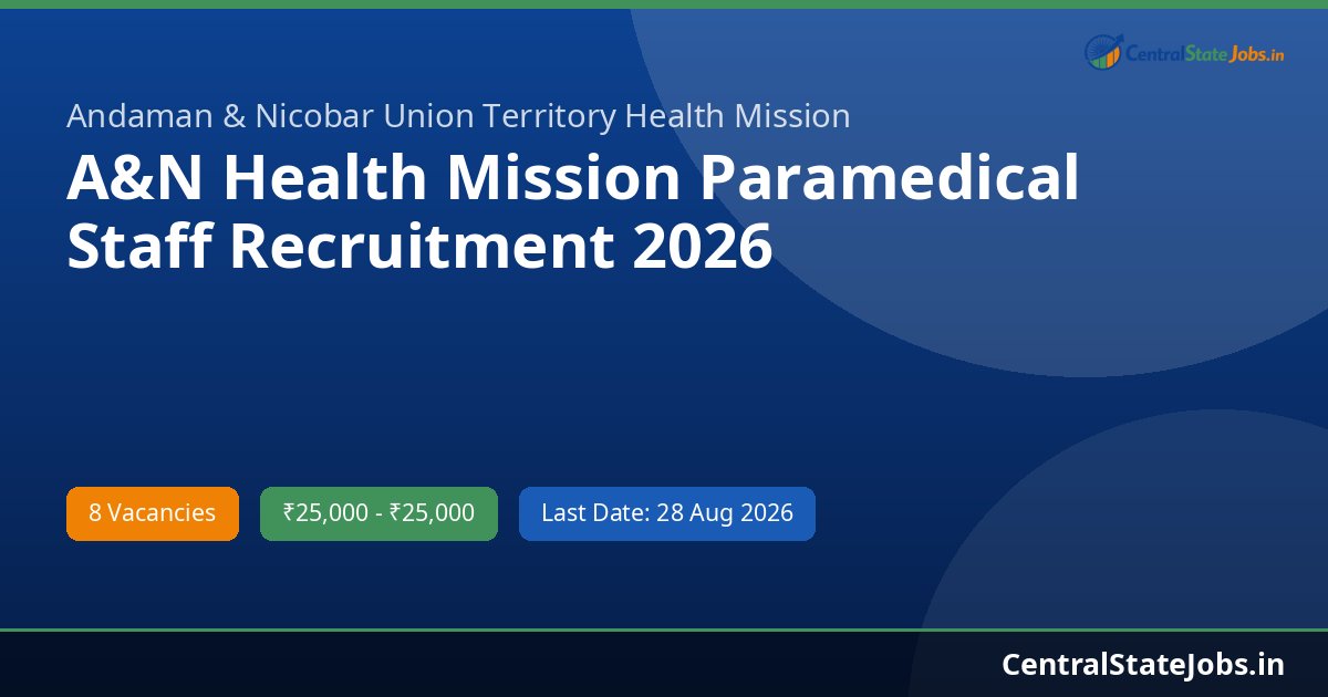 A&N Health Mission Paramedical Staff Recruitment 2026