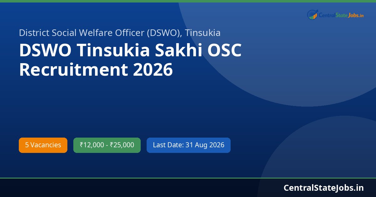 DSWO Tinsukia Sakhi OSC Recruitment 2026