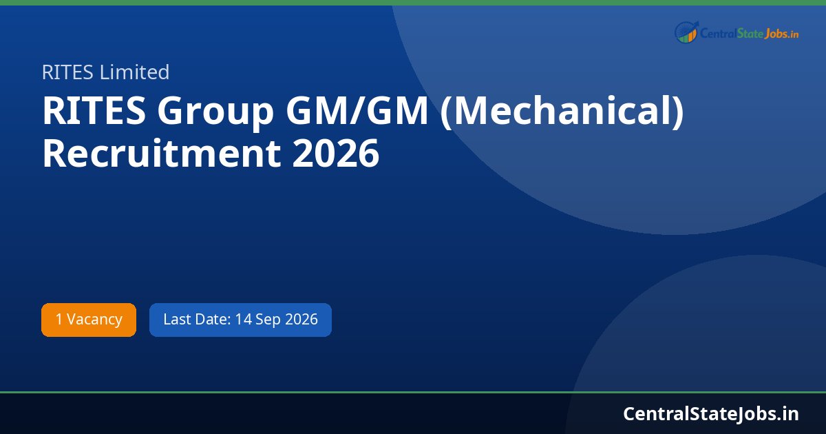RITES Group GM/GM (Mechanical) Recruitment 2026