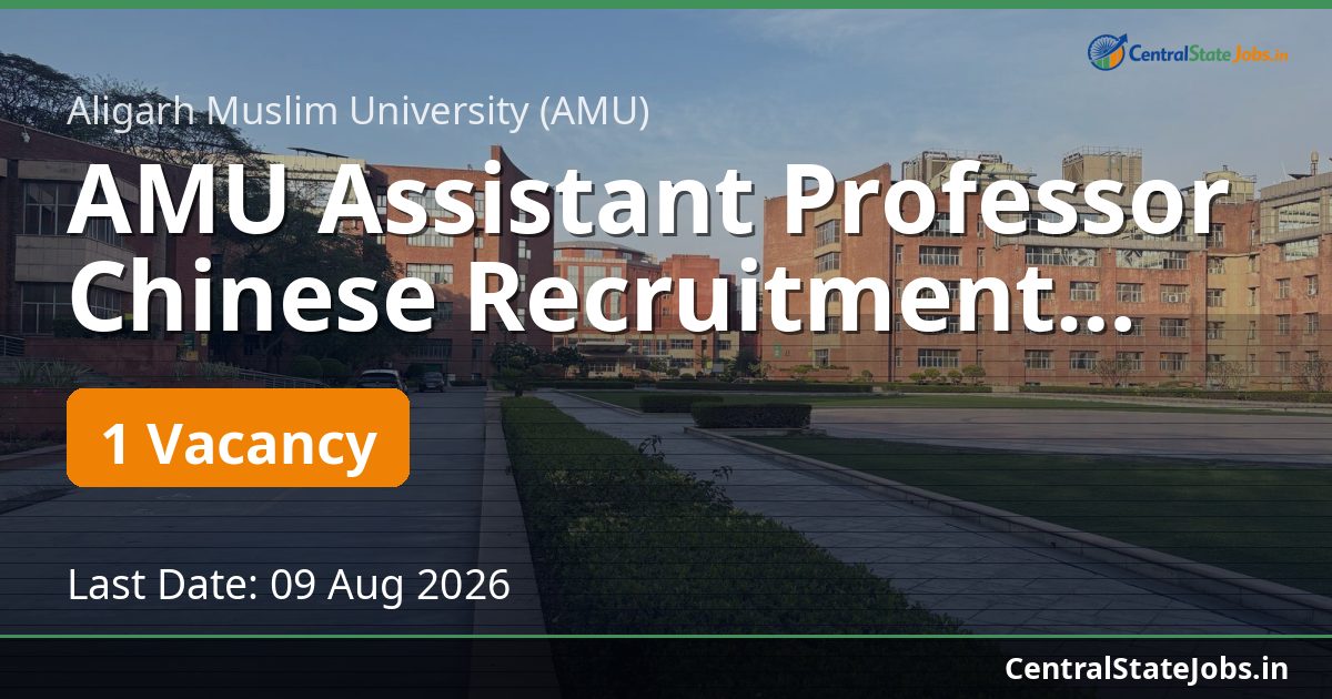 AMU Assistant Professor Chinese Recruitment 2026