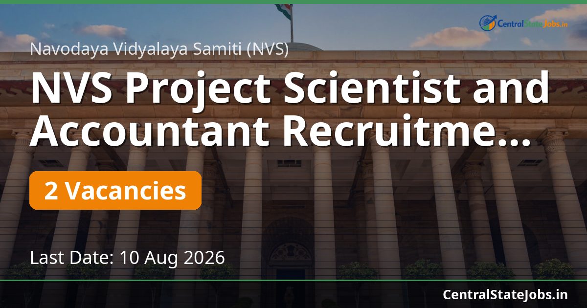 NVS Project Scientist and Accountant Recruitment 2026