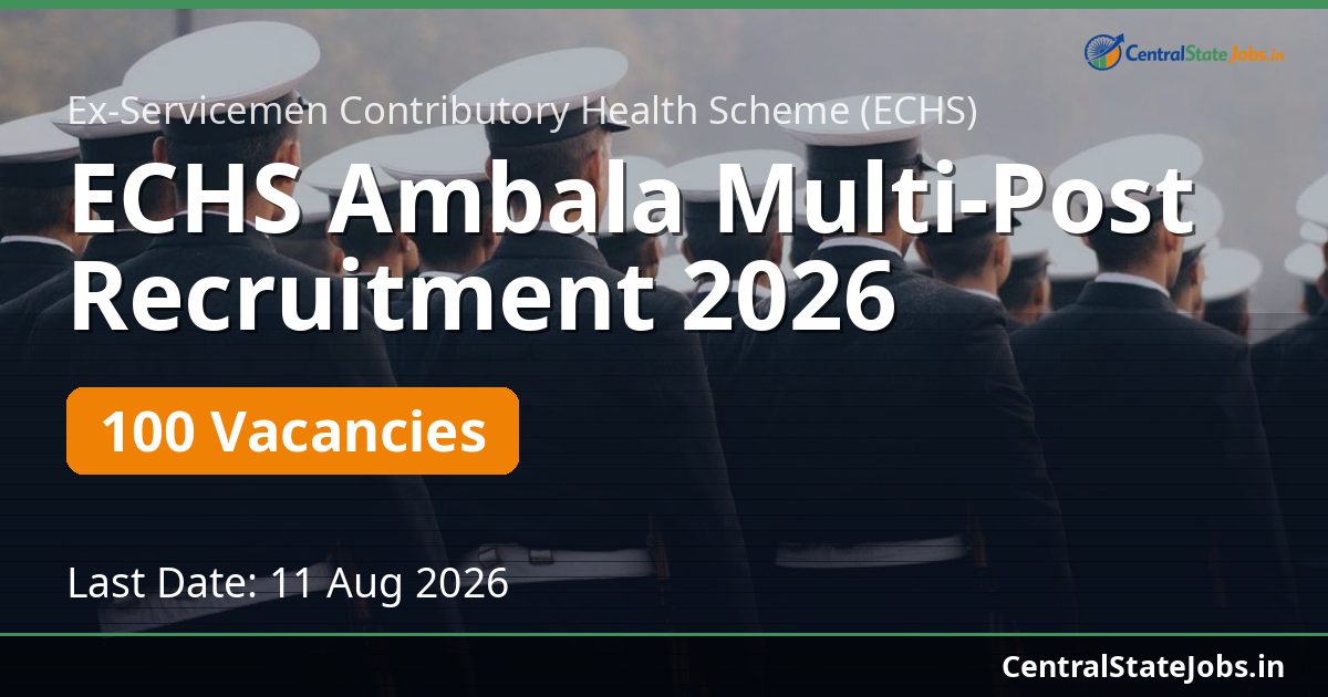 ECHS Ambala Multi-Post Recruitment 2026 — 100 Vacancies