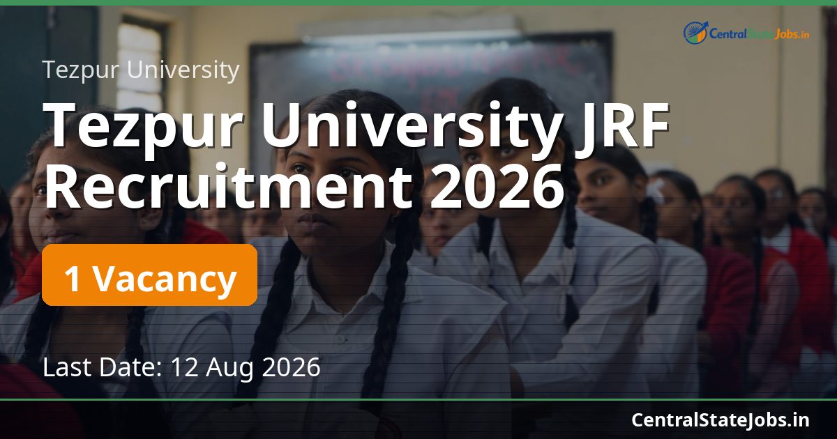 Tezpur University JRF Recruitment 2026