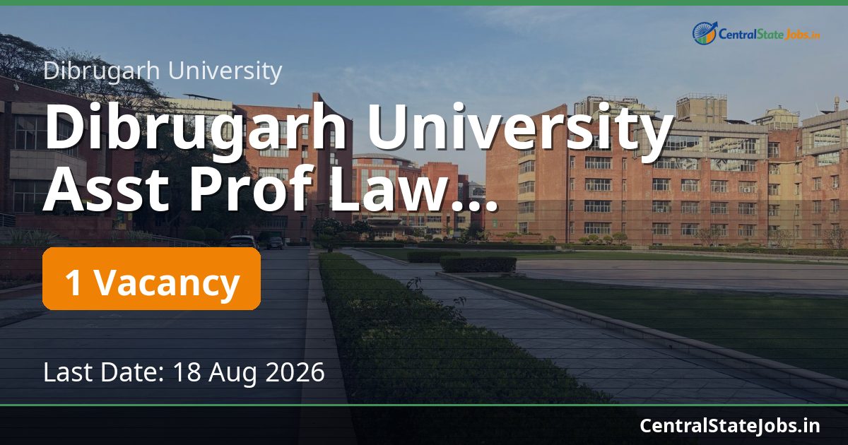 Dibrugarh University Asst Prof Law Recruitment 2026