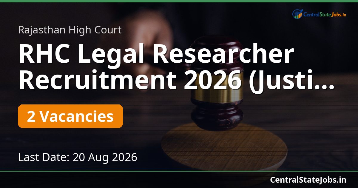 RHC Legal Researcher Recruitment 2026 (Justice Arun Monga)