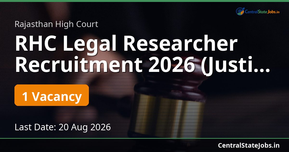 RHC Legal Researcher Recruitment 2026 (Justice Bhati)