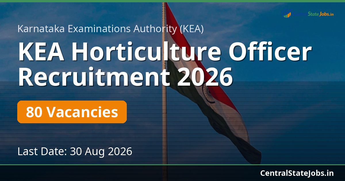 KEA Horticulture Officer Recruitment 2026 — 80 Vacancies
