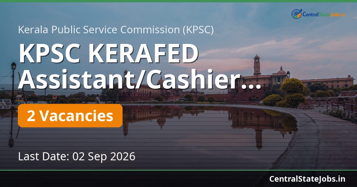 KPSC KERAFED Assistant/Cashier Recruitment 2026