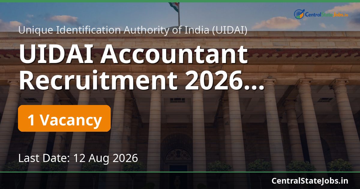 UIDAI Accountant Recruitment 2026 (Deputation)