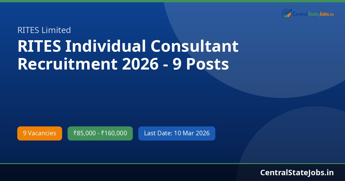 RITES Individual Consultant Recruitment 2026 - 9 Posts