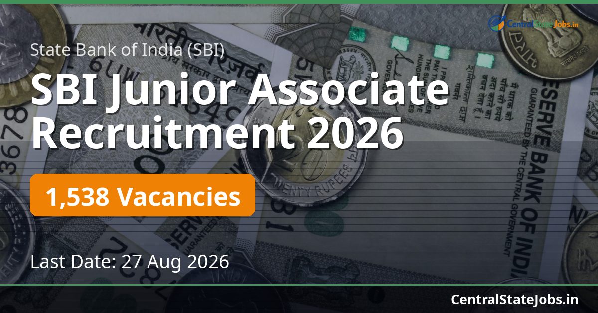 SBI Junior Associate Recruitment 2026 — 1538 Vacancies