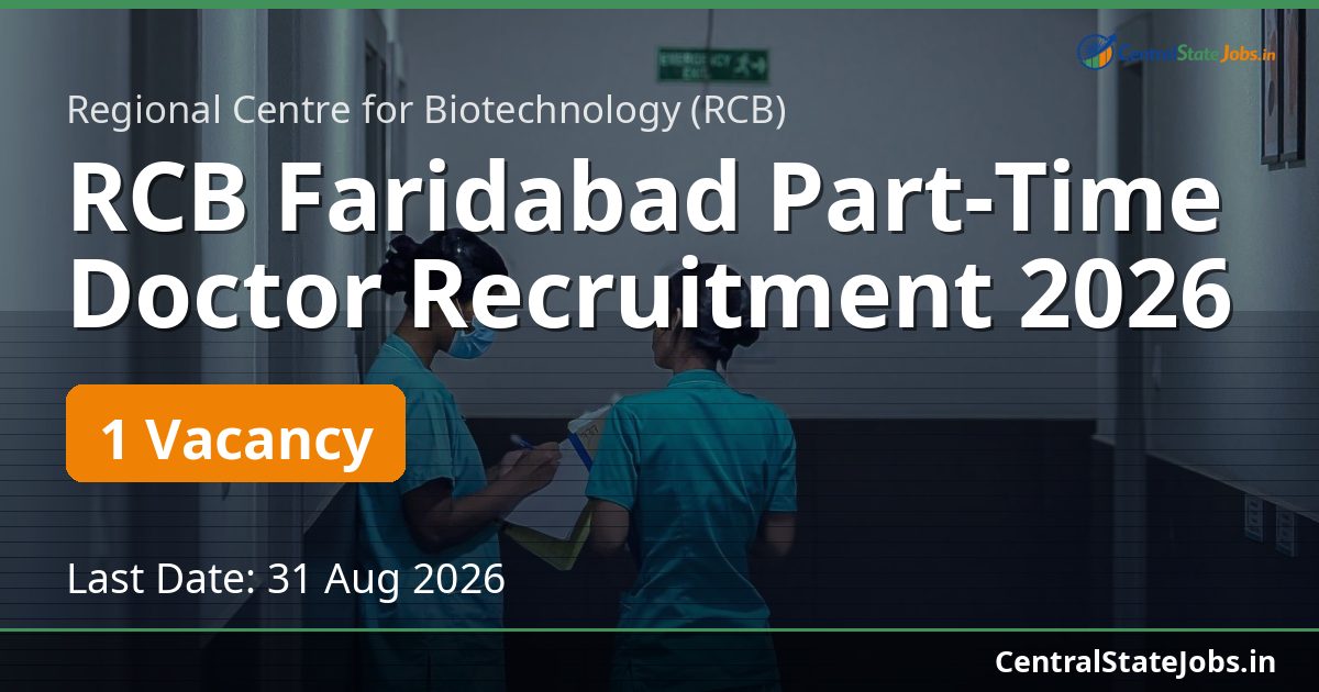 RCB Faridabad Part-Time Doctor Recruitment 2026